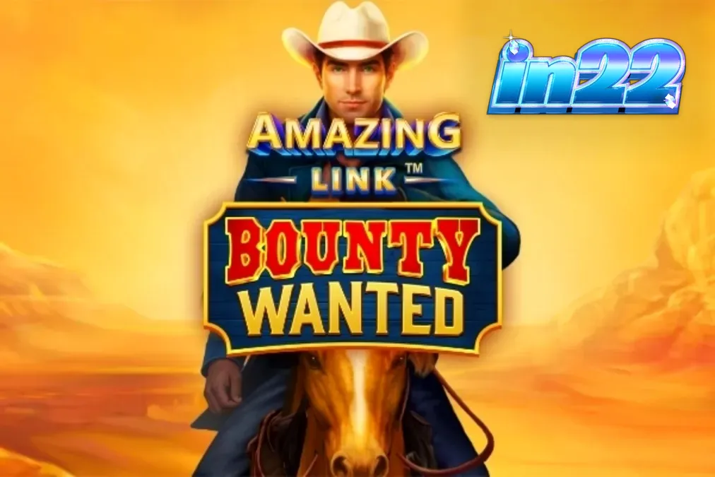 Tampilan visual slot Amazing Link Bounty Wanted dengan latar belakang gurun dan siluet koboi.
