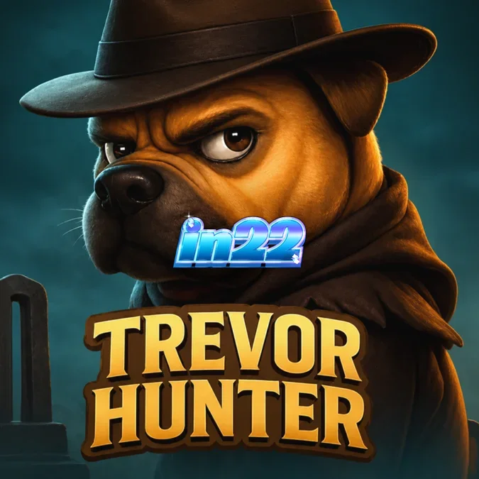Tampilan grid permainan slot Trevor Hunter dengan tema petualangan anjing bulldog